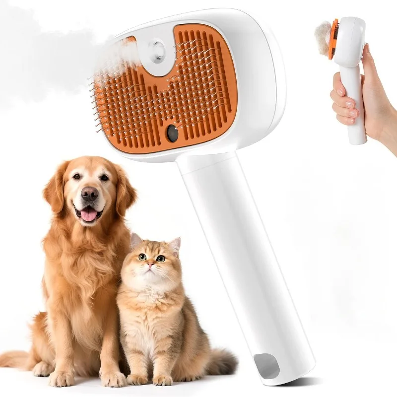 Portable 4-in-1 Pet Grooming Tool: Steam Brush for Cats & Dogs Knot Remover Deshedding Comb with UV Disinfection &Spray Function