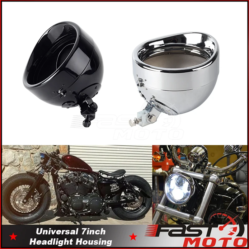 

Universal Steel 7 inch LED Headlight Bucket For Harley Dyna Sportster XL1200 XL833 FXD Custom 7" Headlamp Housing Shell Covers