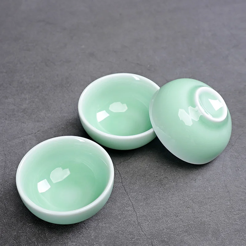 Celadon Fish Leuke Theekopje, Chinese Kungfu Thee Cup, Home Office, 3 Stuks Set