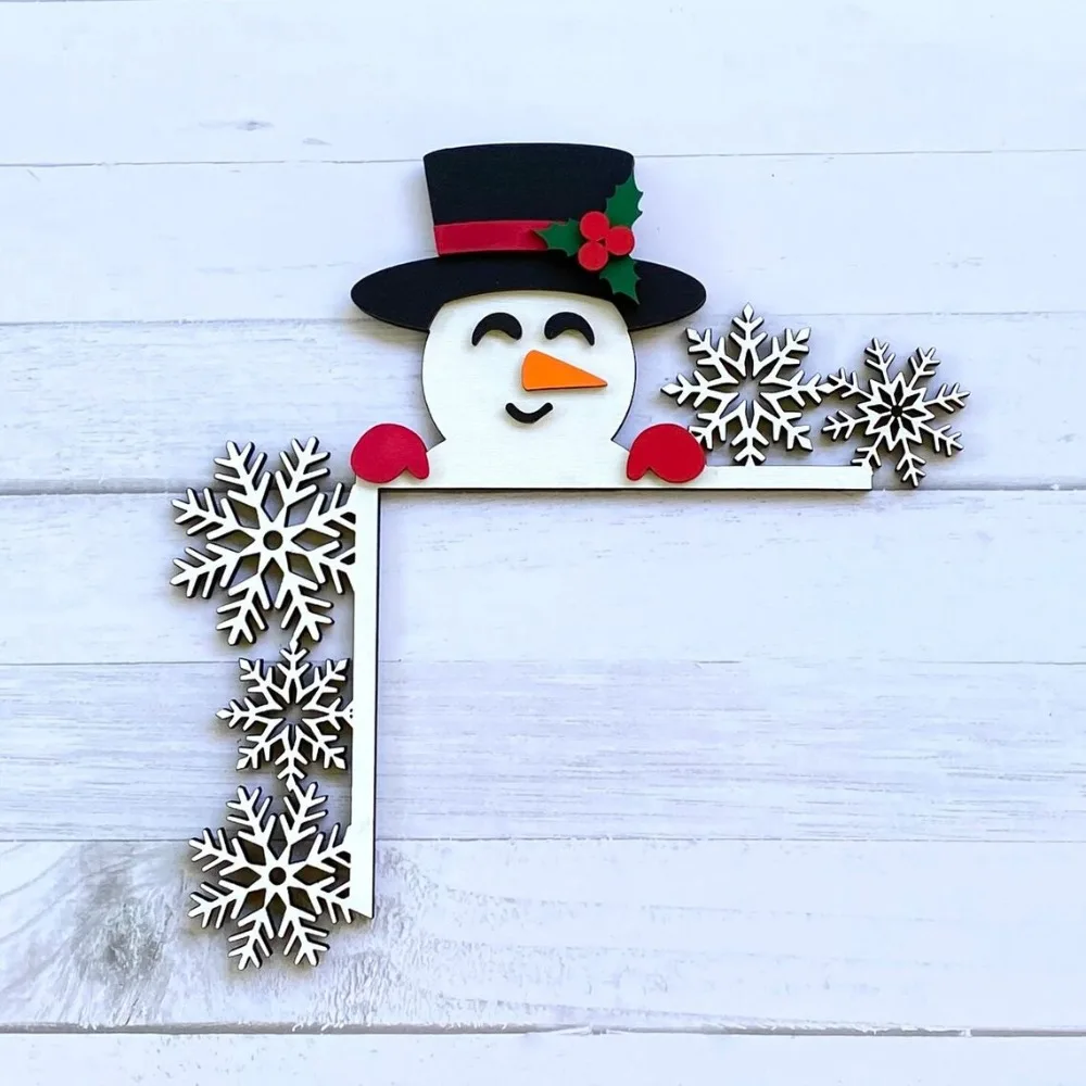 Nieuwe Kerstman Deur Hoek Decor Cartoon Sneeuwpop Rendier Deur Frame Decor Kaart Kerst Frame Teken Ornament Nieuwjaar