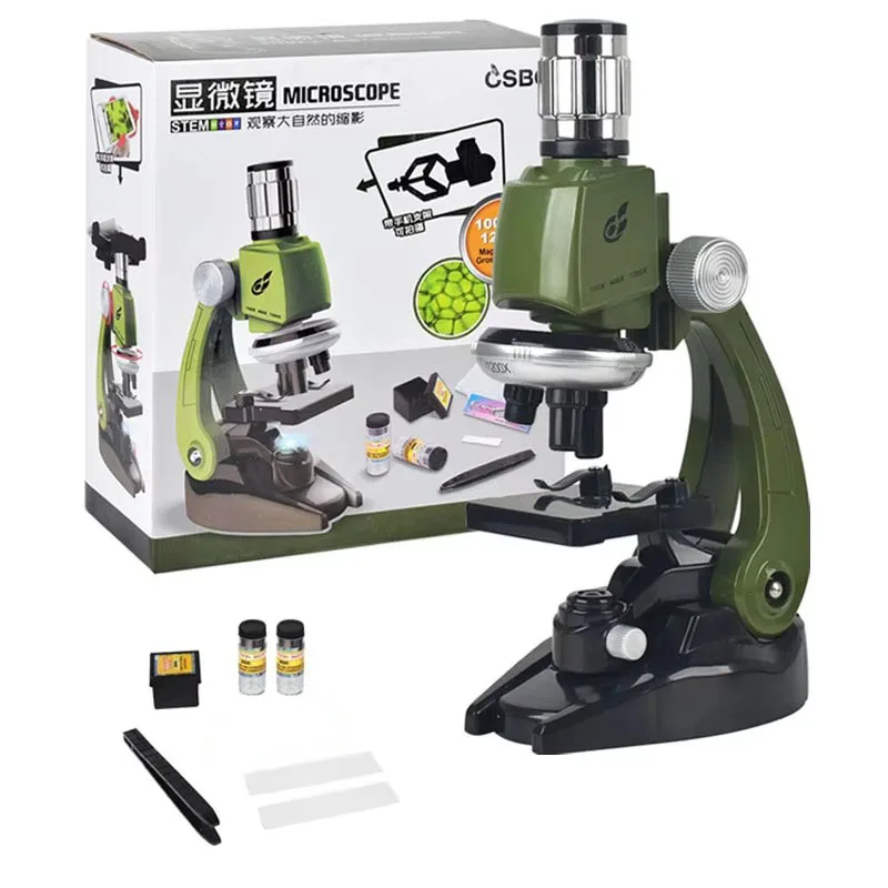 

Adjustable Microscope 100X 400X 1200X Lab Microscope Kit with LED Light Science Educational Toy Biological Microscope for Child