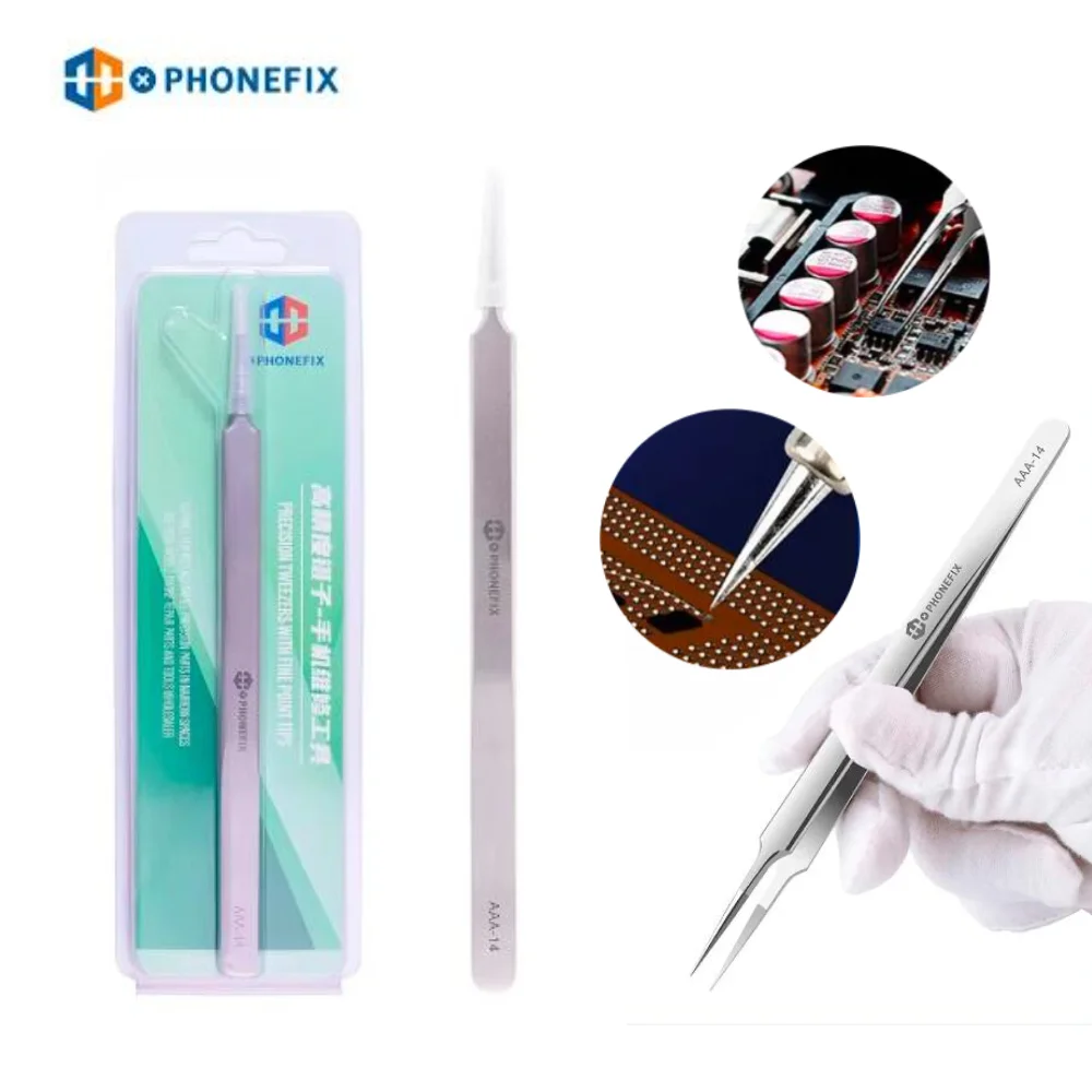 

Precision Stainless Steel Tweezers Anti-static Forceps for PCB Jumper Wire Mainboard Professional Soldering Repair Hand Tool Set