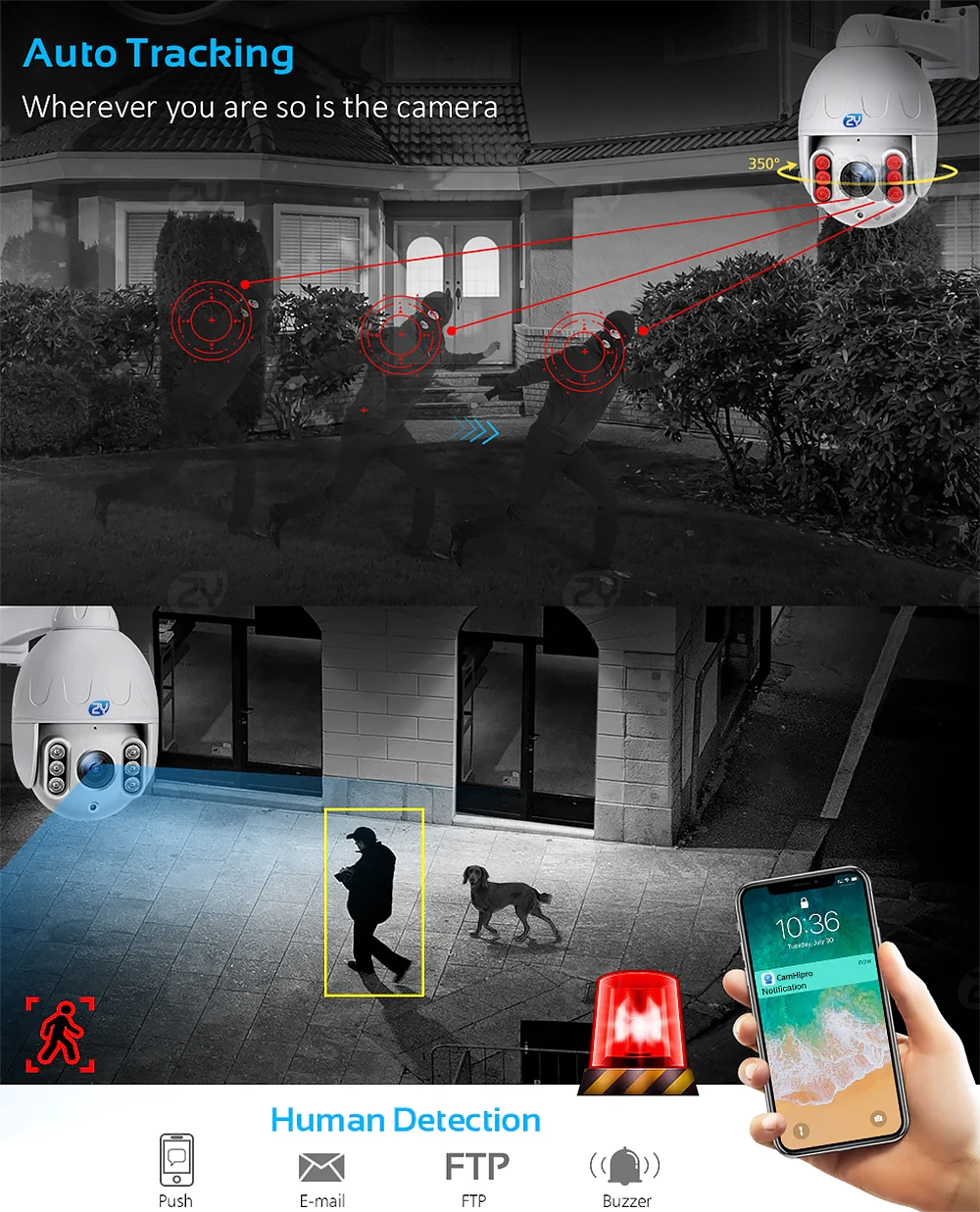 Top 20X Zoom 5MP Wifi PTZ Surveillance Camera Outdoor Full Color Night Human Tracking Wireless Speed Dome Metal Security Camera