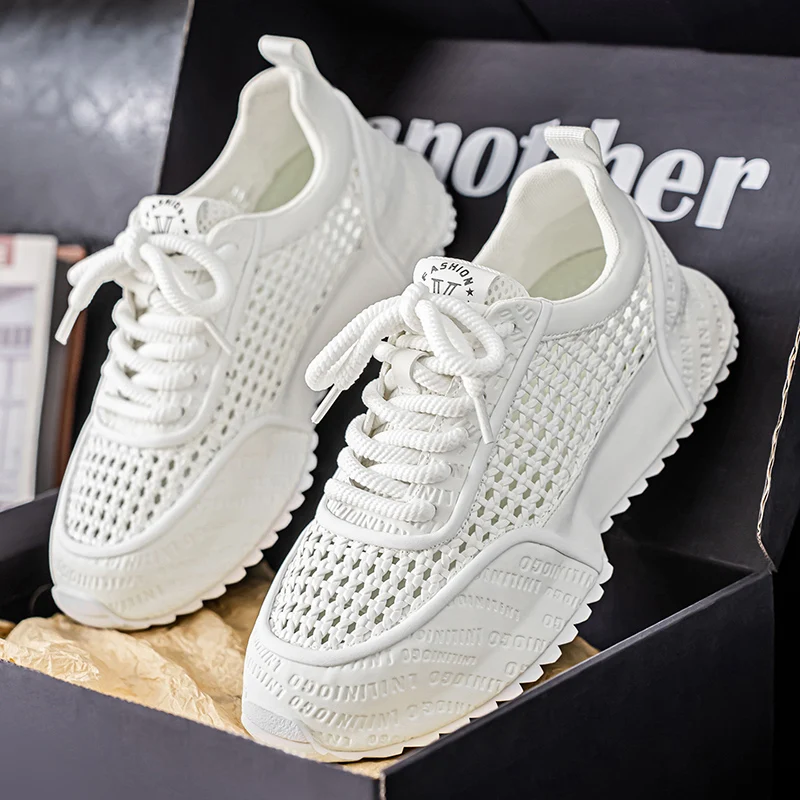 

Летние мужские повседневные кроссовки, модная дышащая спортивная обувь, удобная прогулочная спортивная обувь на платформе, Нескользящая теннисная обувь