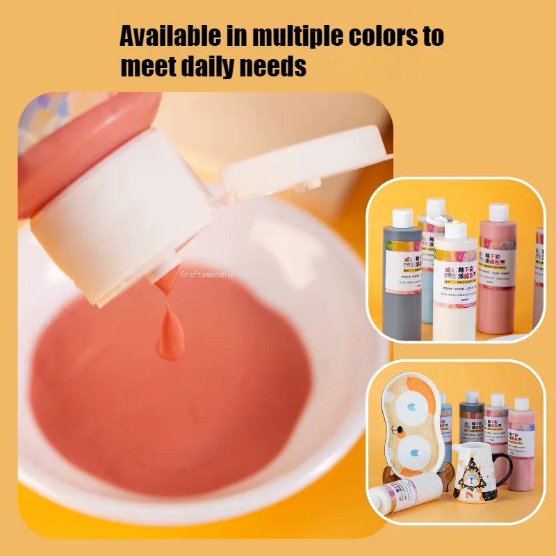 Ceramic Colorful Concentration Painting Colorant Pigment Medium High Temperature 500ml Glaze Hand-painted Ceramic Handicrafts