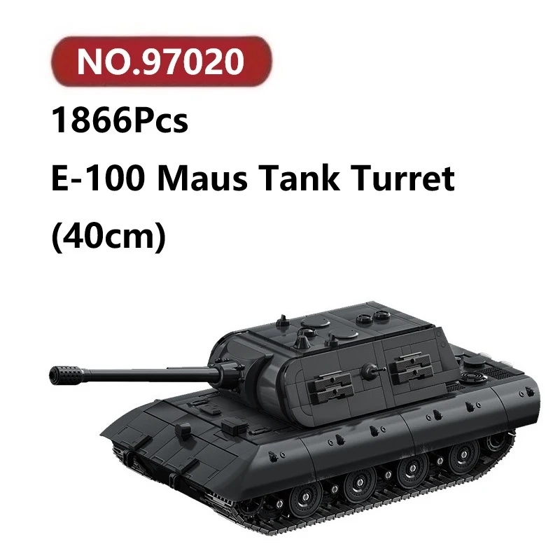 

LEYI E-100 Maus Tank Turret Assembly Model 1866 Pcs 12GO Tank Snap-Fit Adult Hobby Models Kit