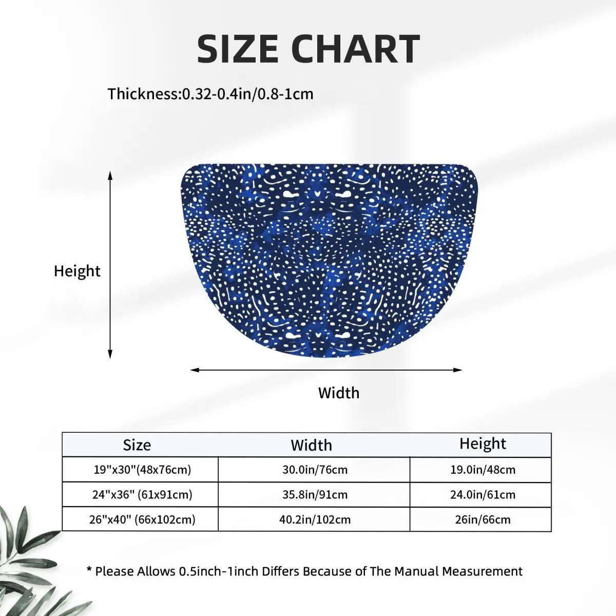 Whale Shark Skin Design Soft Flannel Half Round Doormat Non Slip Bathroom Mat Absorbent Floor Carpet for Living Room