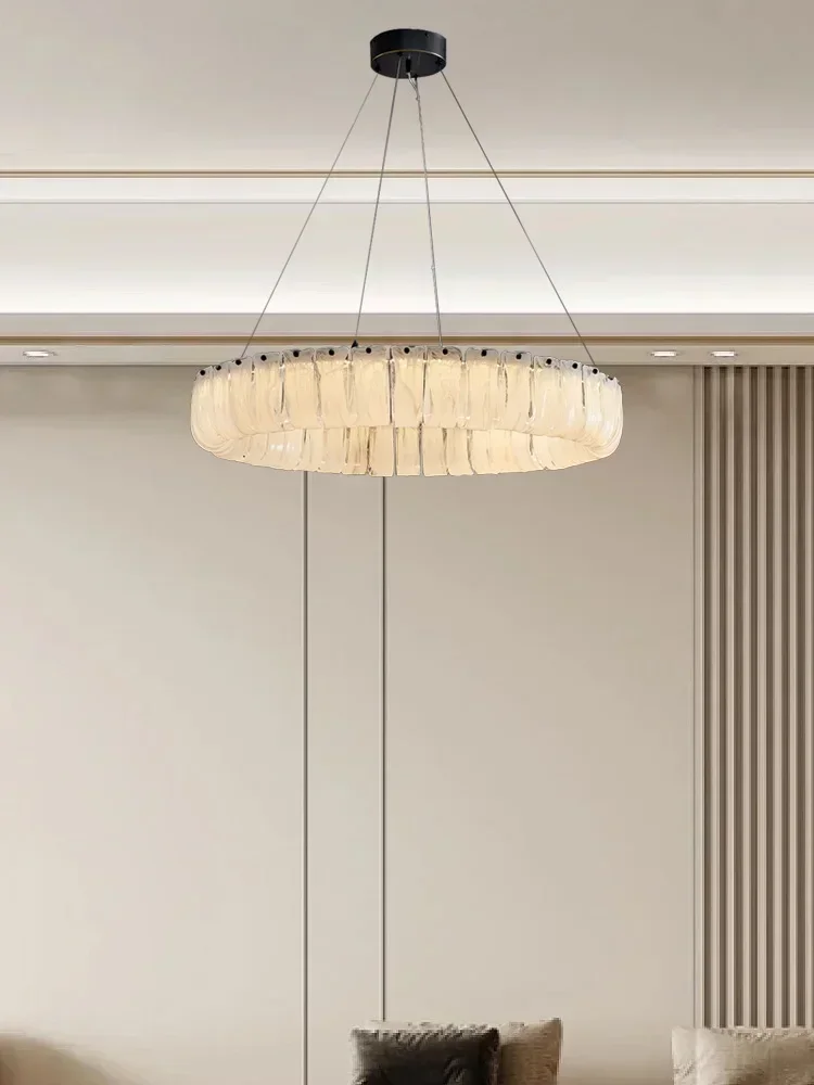 GHJUYIOL YECTSKIluxury-Plafonnier LED Rond en Métal et Verre struction é, Luminaire Décoratif de Plafond, Idéal pour un Salon