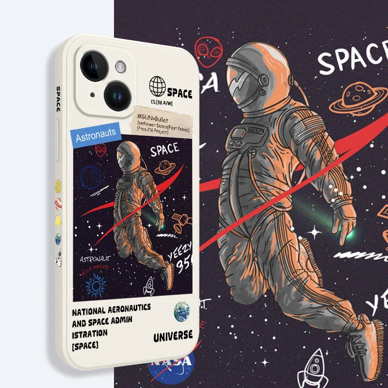 Aurora Astronaut Phone Case For iPhone 16 15 14 13 12 11 Pro Max Mini X XR XS Cover