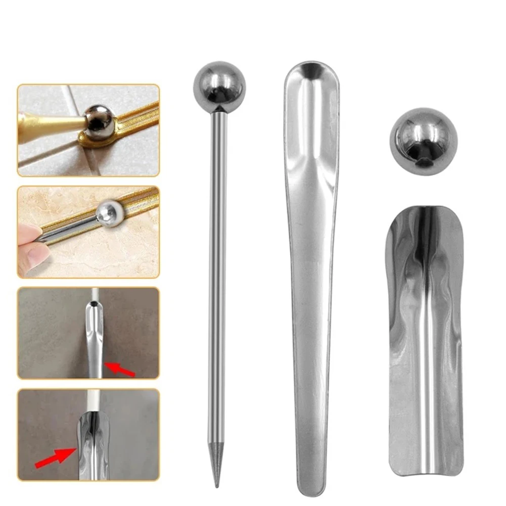 

Newest Reliable Useful Grout Tools Steel Ball Portable Press Seam Pressed Ball Silver Stainless 4Pcs Double Hole
