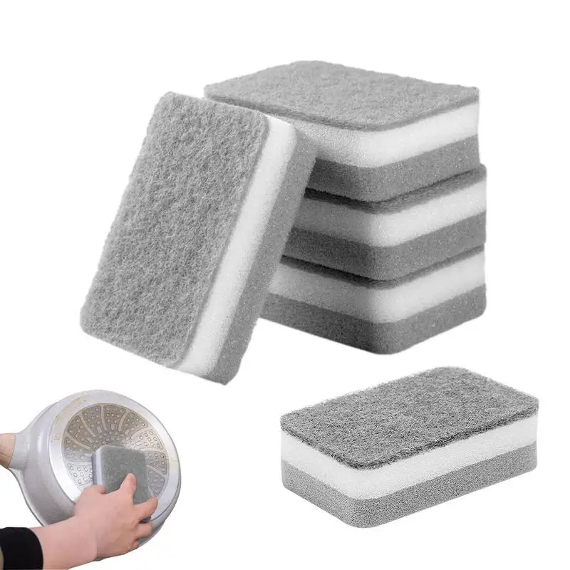 Heavy Duty Scrub Sponges 5pcs Dual-Sided Dishwashing Sponge For Kitchen Eco Non-scratch Scrub Sponges With A Tough Scouring Pad