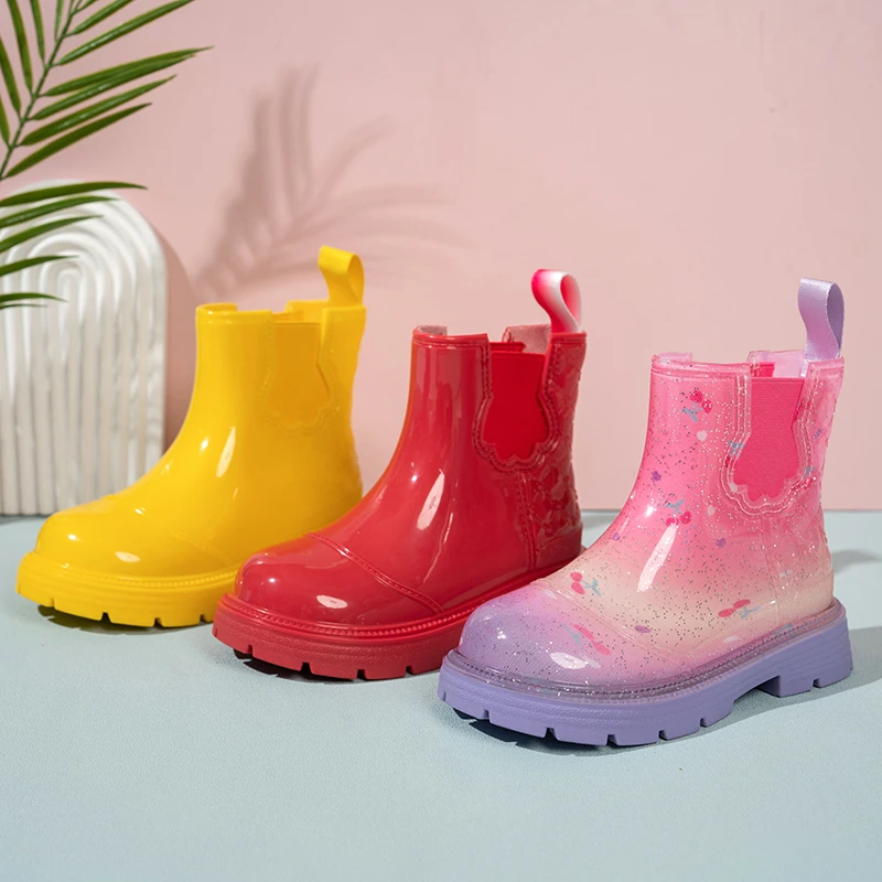 Kinder-Regenstiefel in Unifarben, wasserdicht, rutschfest, mit dicker Gummisohle, für Jungen und Mädchen, ideal für den Regen, den Alltag und den Einsatz im Freien. – Detail 3