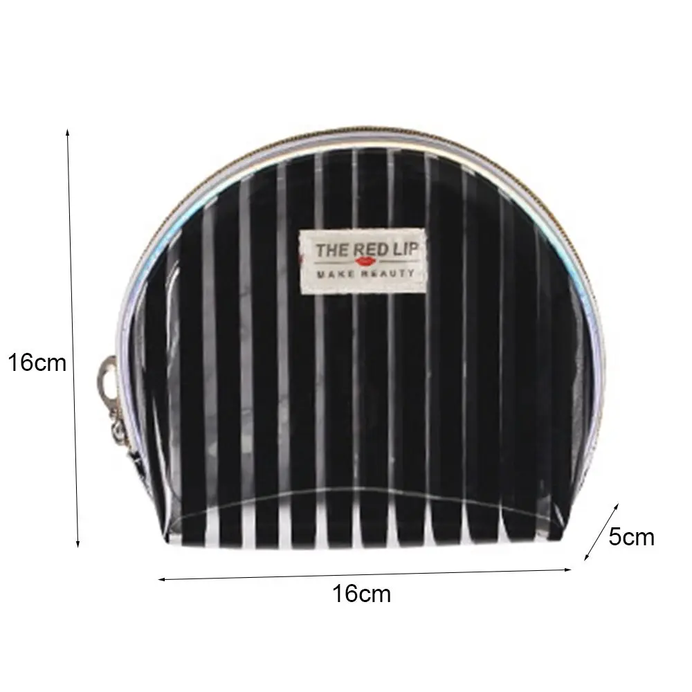 Multicolor Transparent Toiletries Bag Multipurpose Stripes Makeup Bag Large Capacity Half Circle Cosmetic Handbag