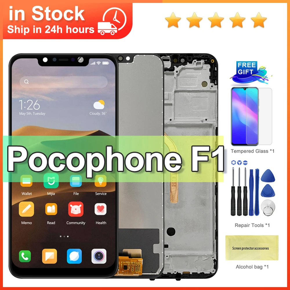 6.18\'\' Poco F1 Lcd Display For Xiaomi Pocophone F1 Lcd Display Touch Screen Digitizer Assembly For Xiaomi PocophoneF1