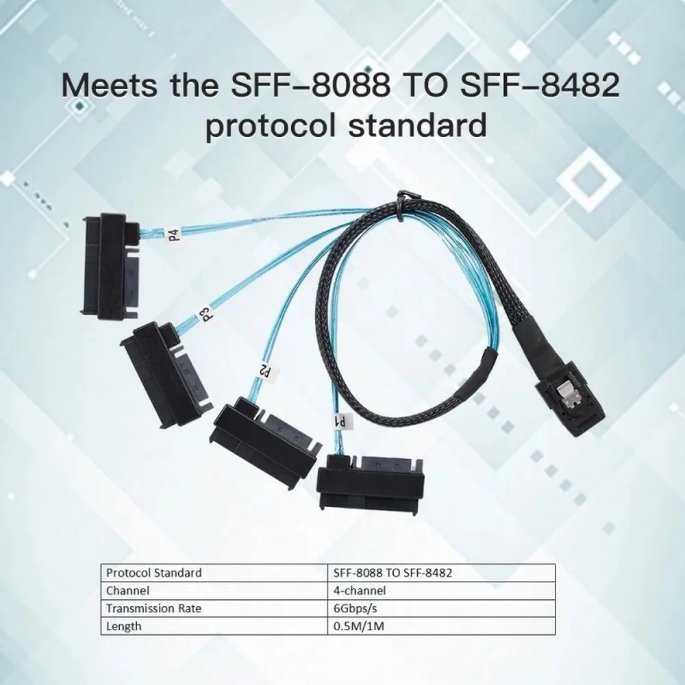 Mini SAS SFF-8087 interno, Cable de alimentación IDE de 36 pines a objetivo de 4 SFF-8482, disco SAS, 100cm