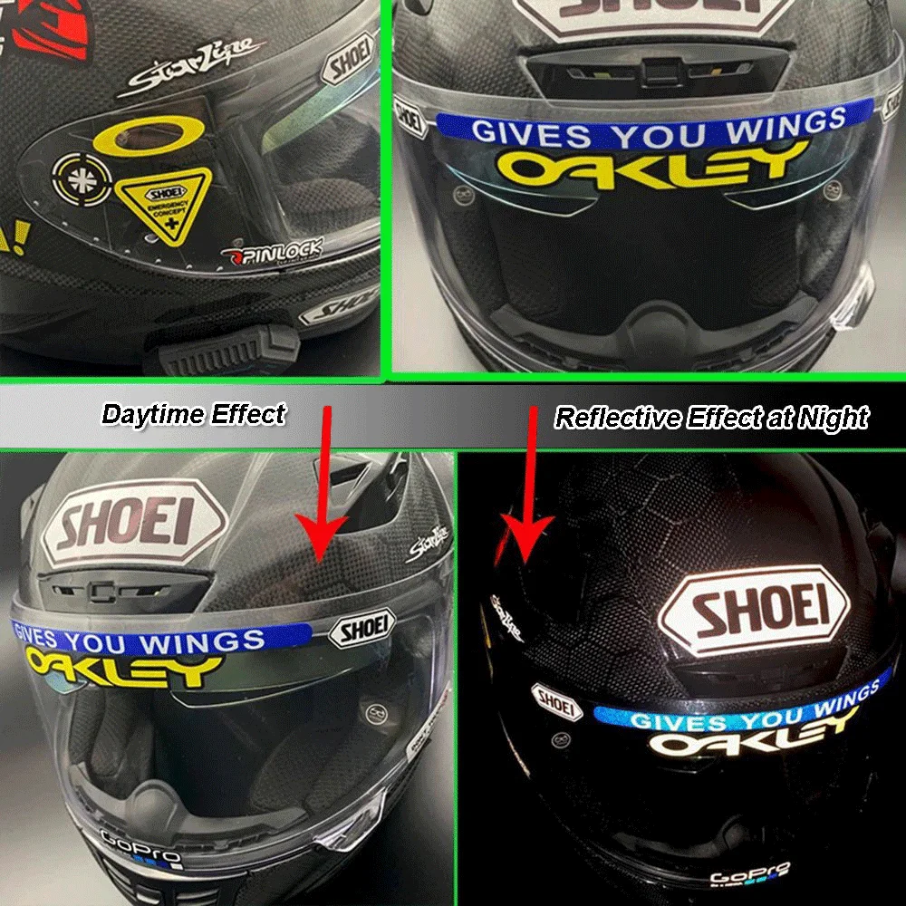 Reflective Racing Helmet Stickers Set Waterproof Decals for Motorcycle Dirt Bike ATV Sports DIY Decoration view 3