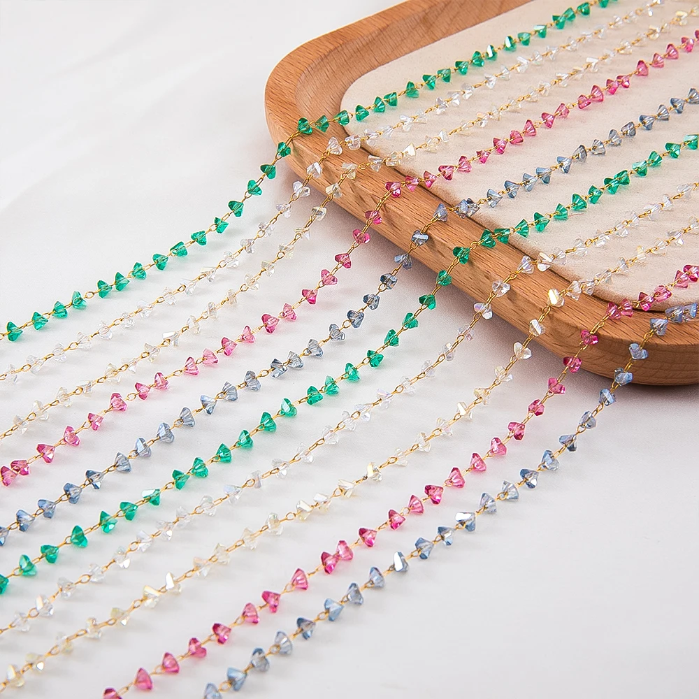 1Meter Stainless Steel Irregular Clear Beads Chain Grave Stone Bead Chain for DIY Necklaces Bracelets Jewelry Making Accessories view 3