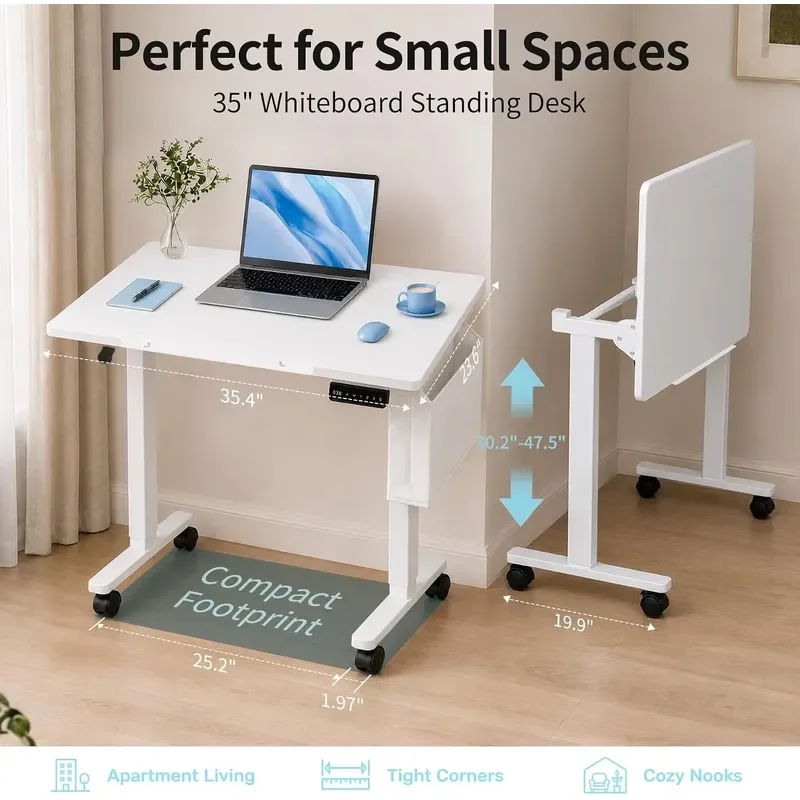 Rolling Standing Desk&Drafting Table with 90°Tilt Whiteboard,Art Drawing Desk with Tilting Dry Erase Surface& Lockable Wheels