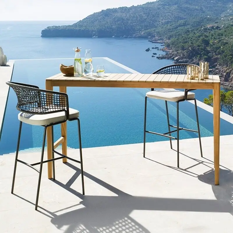 Rattan Outdoor bar Chair Set 3 Piece Woven High Top Dining Chair Combination Waterproof Sunproof Tall Patio Furniture