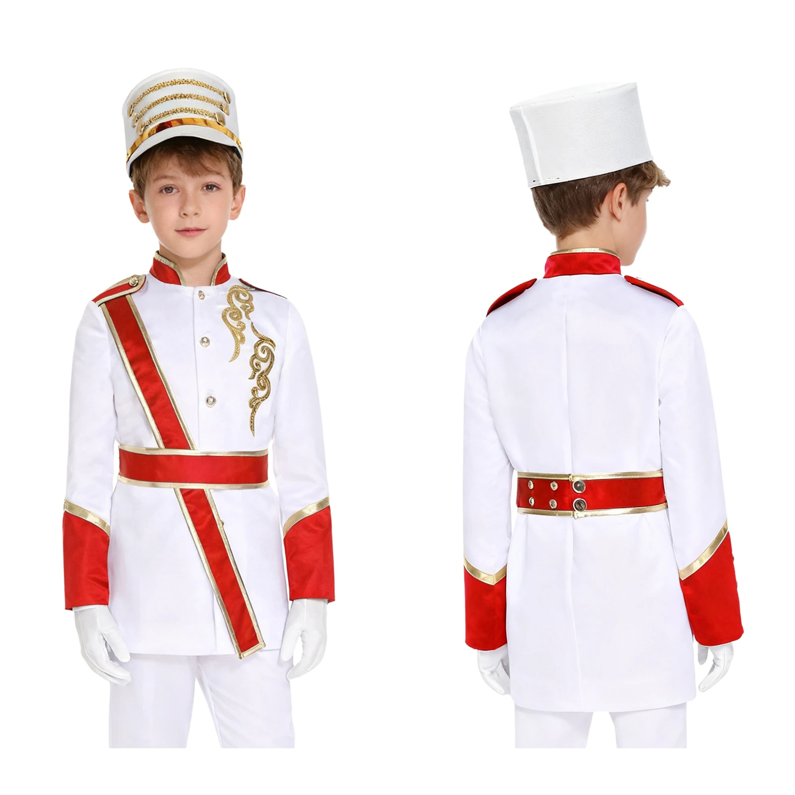 

Карнавальный барабанщик на Хэллоуин для мальчиков и девочек, костюм почетной гвардии, куртка с шляпой солдата, пояс, перчатки, униформа для поднятия флага