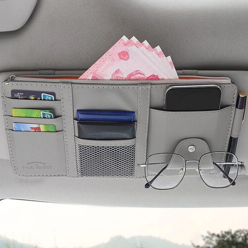 Multi-Pocket Car Stowing Tidying Bag Universal Auto Sun Visor Storage Boxes Organizer Sunglasses Holder Car Accessories Interior