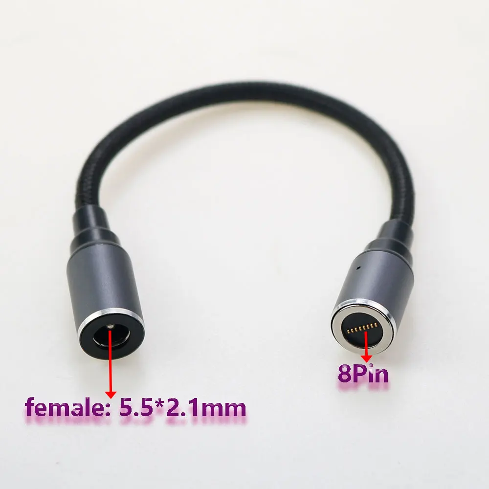 

1Pcs DC 5.5 * 2.1mm to Magnetic 8Pin 100W laptop conversion fast charging cable round mouth magnetic suction