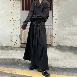 Y2k Gothic Japanese Style Culottes Genderless Samurai Pants Hakama Streetwear Fashion Wide Leg Pants Old Money Unisex 2025 New