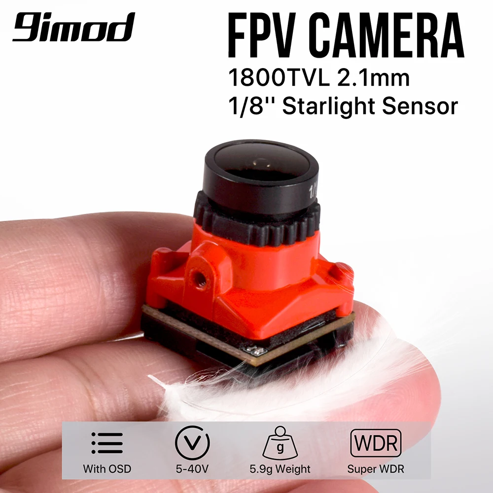 9IMOD FPV Camera 1800TVL 5MP 2.1mm 1/8 inch Starlight Sensor 5V-40V NTSC/PAL with OSD Internal for RC FPV Racing Drone DIY Parts