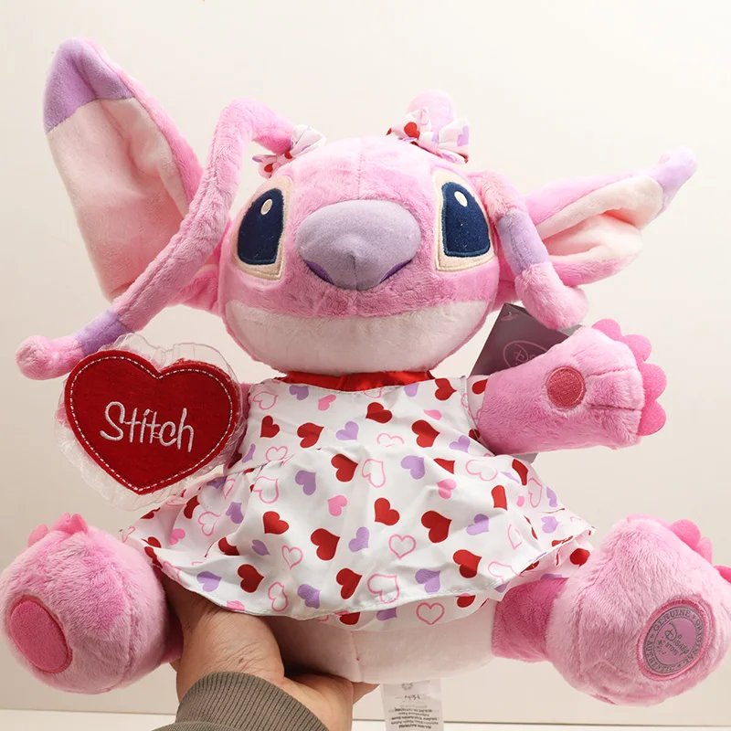 

12inch Angel Stitch Plush Toy Disney Original Plushie Kawaii Doll Stuffed Figure Anime Things Cute Kids Toys Xmas Gifts For Girl