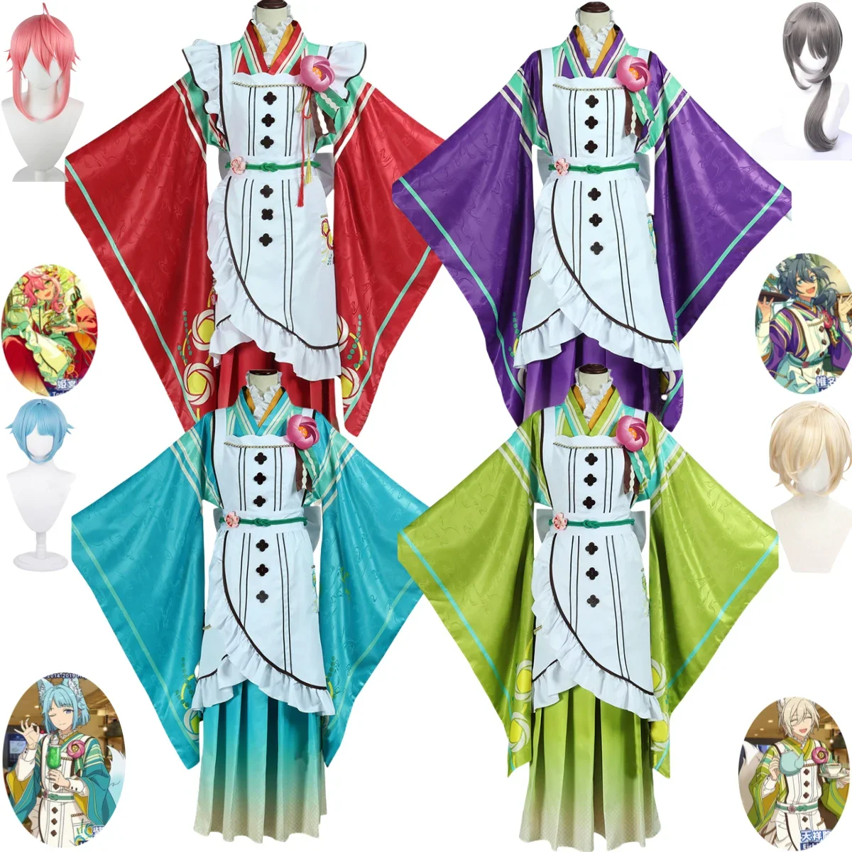 Conjunto de juego estrellas amor té Tori Himemiya Shiina Niki Tenshouin Eichi Shino Hajime Cosplay disfraz Kimono peluca mujer traje de fiesta