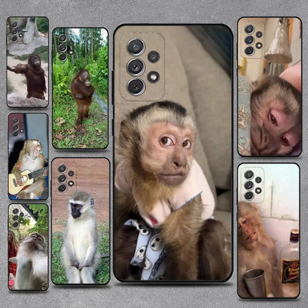 

Funny Monkey Phone Case For Samsung S25,S24,S21,S22,S23,S30,Ultra,S20,Plus,Fe,Lite,Note,10,9,5G Black Cover