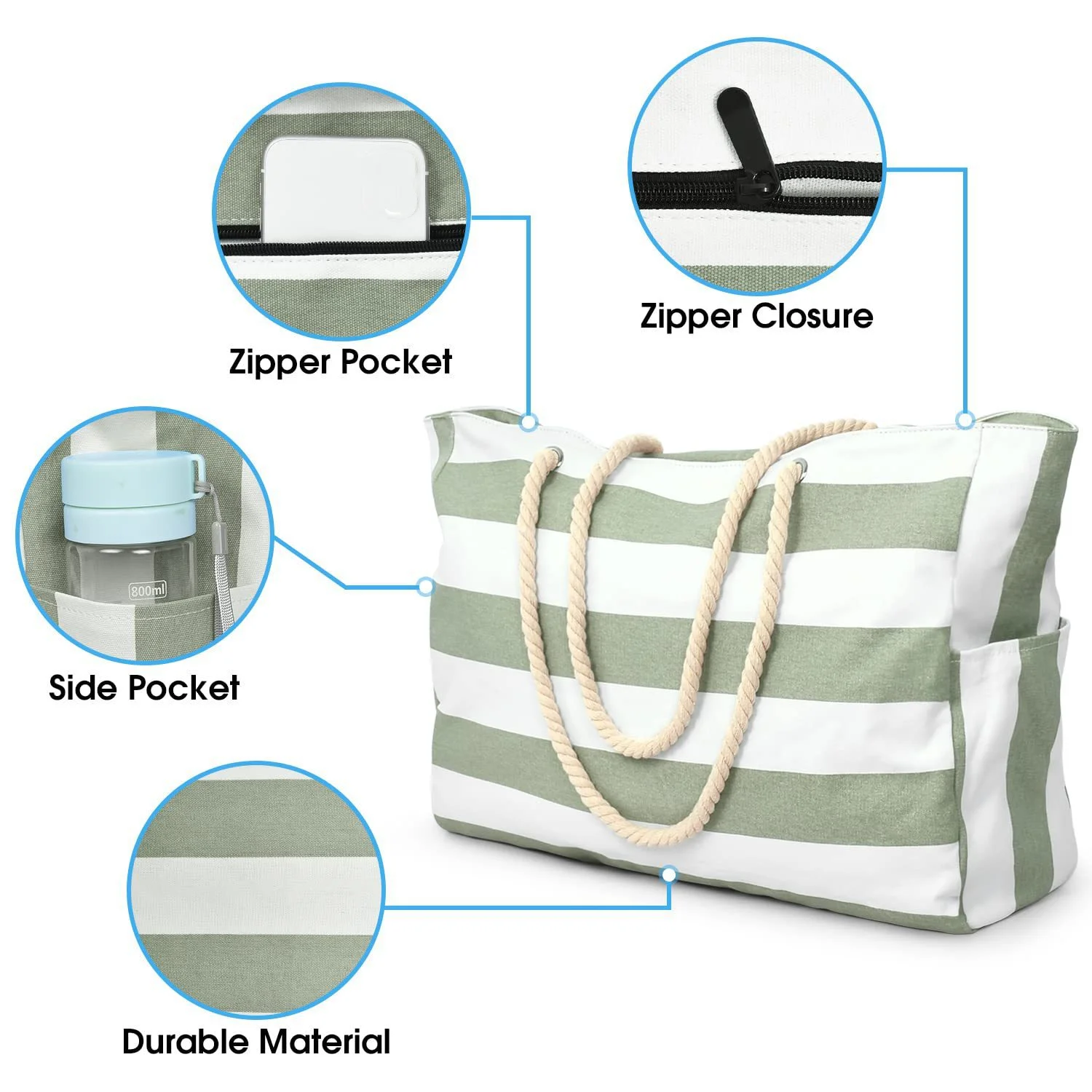Nadanbao Striped Pattern Fitness Gym Bag Large Capacity Tote Bag Women's Casual Practical Handbag Beach Bag Travel Storage Bag