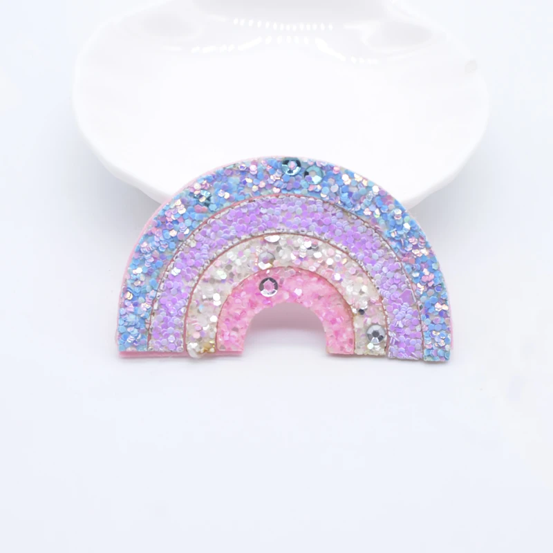 10Pcs Padded Pinkycolor Heart Rainbow Applique for DIY Clothes Hat Crafts Decor Headwear Hair Clips Bow Accessories