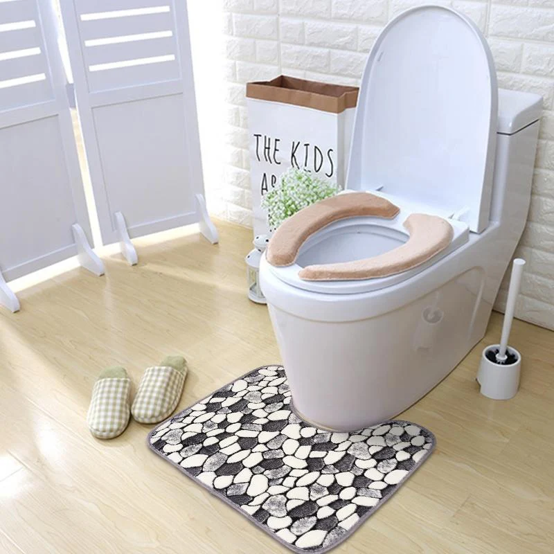 3Pcs Stone Pattern Washable Anti-Slip Bathroom Pedestal Rug Carpet Toilet Lid Cover Bath Mat Set Bathroom Supplies