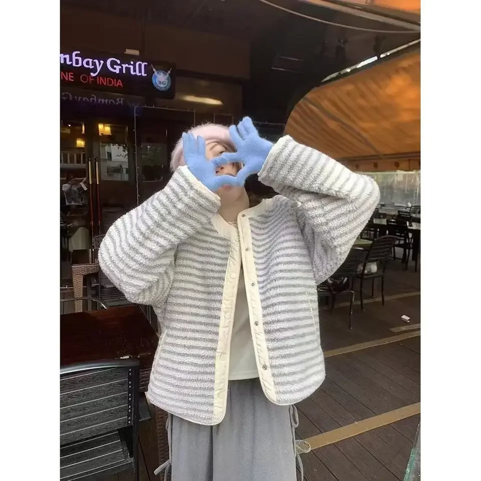 Padded Clothes Fleece Korean Padded Clothes Vibe Wind Scarf Padded 2026 New Warm Loose Coat - view 4