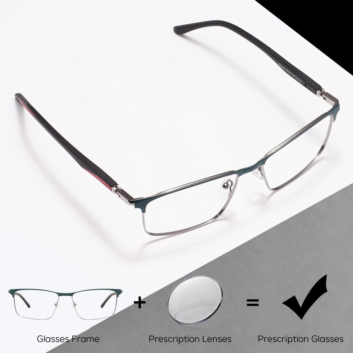 

Men's Metal Square Prescription Glasses Classic Rectangle Business Computer Reading Eyewear Optical Progressive 360 Spring Hinge