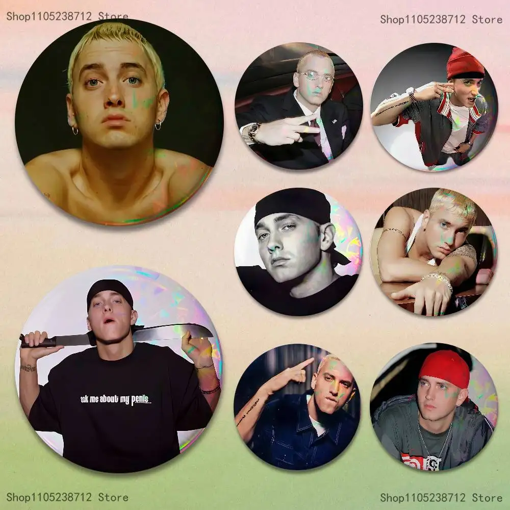 

Rapper Singers E-Eminems Badges Button Round Creative Pin Brooch Badge Bag Decor Fans Collect Friends Gifts