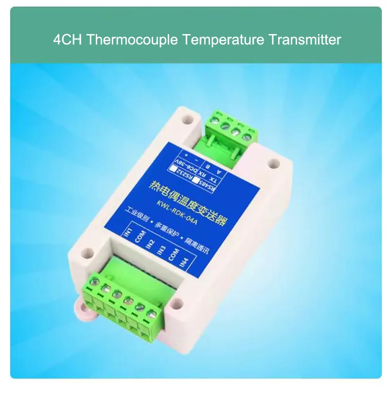 4/8/16 Channel Thermocouple Temperature Transmitter Acquisition Sensor RS485 Isolated Modbus