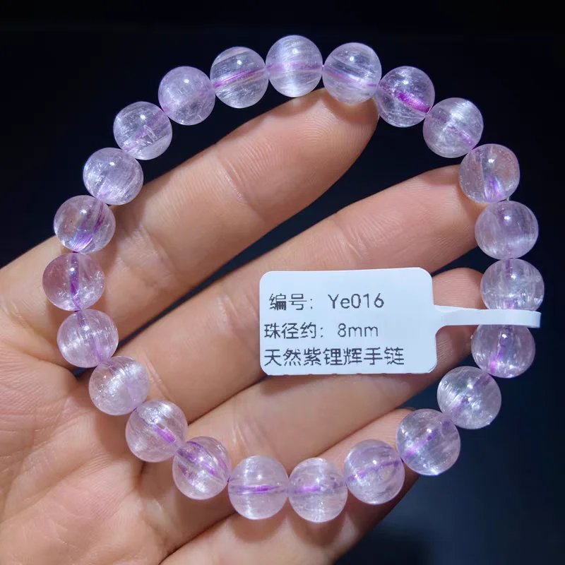 

Natural Purple Kunzite Clear Round Beads Bracelet Jewelry 8mm Women Men Kunzite Bracelet Cat Eye Healing Stone Women Men AAAAAA