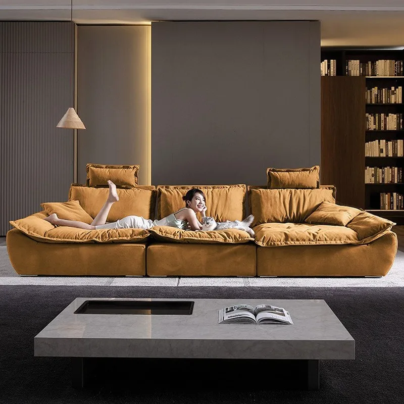 Super deep sitting wide cat scratching sofa living room simple movable adjustment high backrest fabric sailing sofa
