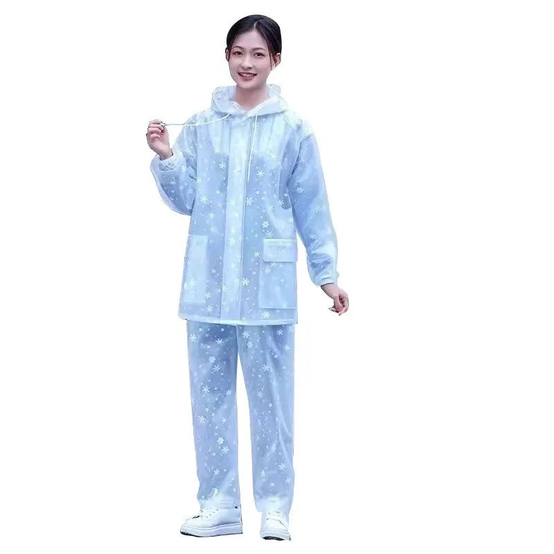 Thickened Women's One-Piece Working Raincoat And Rain Pants Set Adult Full Body Waterproof for Delivery Men  Bicycles - view 5
