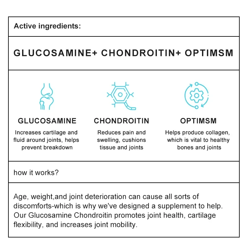 Glucosamine and Chondroitin Capsules Relief Pain Joint Helps Inflammation Response & Relieves Back and Knee Discomfort