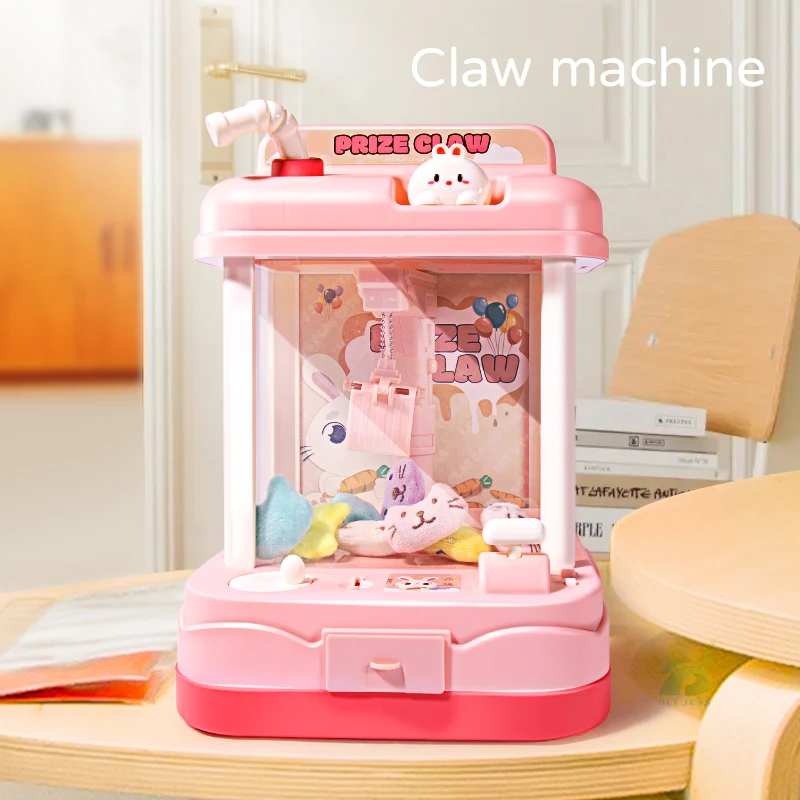 Kids Arcade Machine Doll Children Mini Coin Claw Gashapon Candy Interaction Game With Music and Light Toy for Girl 3 Year Gifts