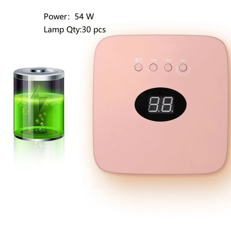 54W kabelloser Dual-Licht-Trockner, Salon-Maniküre, professionelle wiederaufladbare kabellose UV-LED-Gel-LED-Nagellampe