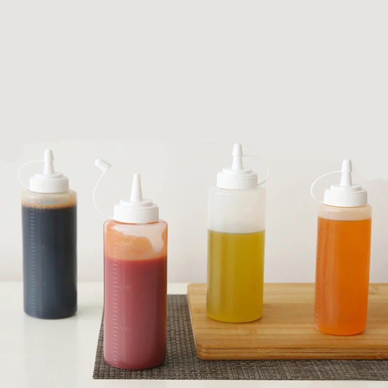 

200ml Condiment Squeeze Bottles Plastic Kitchen Salad Sauce Dispenser With Cap Mustard Hot Sauces Olive Oil Storage Bottles