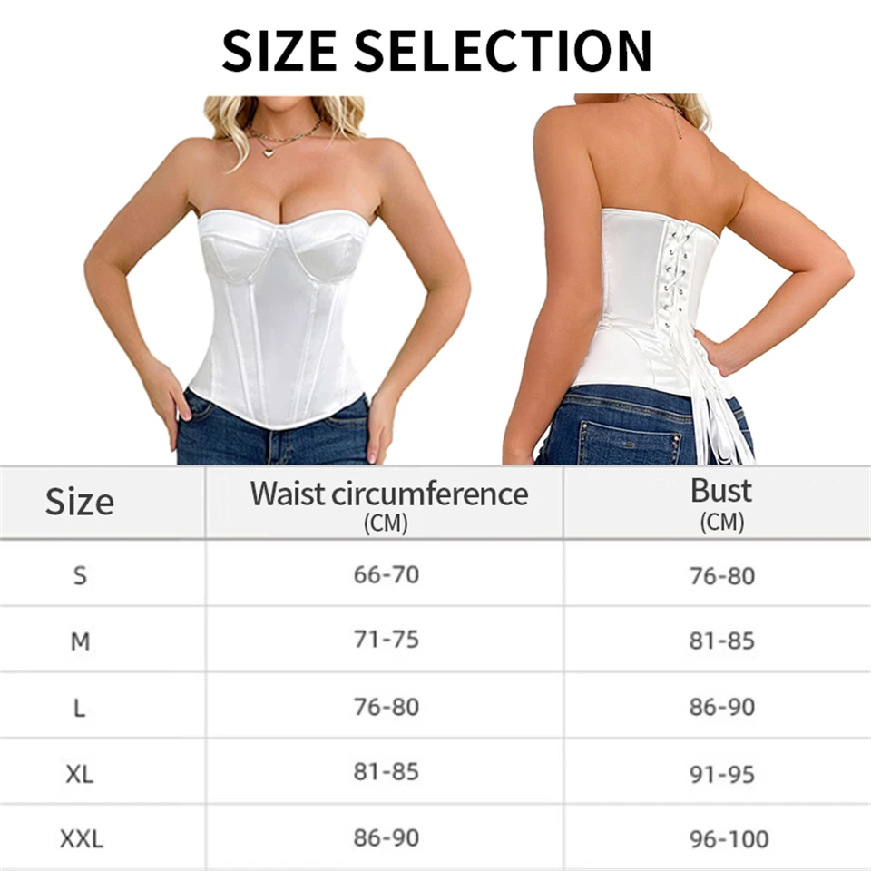 Becirzet Elegantes Damen-Korsett-Top, trägerlos, mit BH, atmungsaktiv, mit Schnürung, Bauchkontrolle, Taillenformer, Bustier. – Detail 1