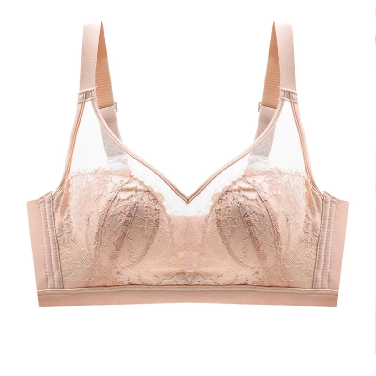 Soutien-gorge grande taille pour femmes, sous-vêtements sans anneau en acier, Sexy, Ultra-mince, respirant, avec grande poitrine et petits Points