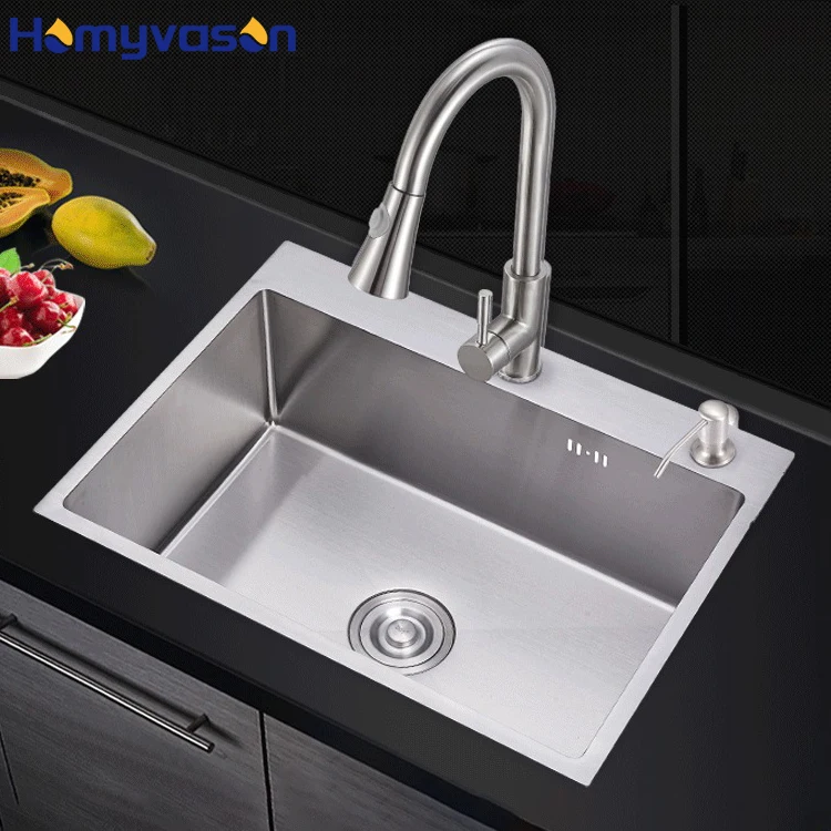 

Kitchen Silver Handmade Strainer Workstations Single Bowl Farmhouse Stainless Steel Kitchen Sink