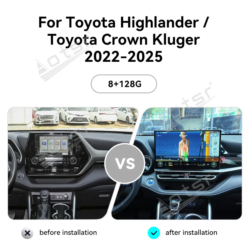 15.8inch For Toyota Crown Kluger Highlander 2022 - 2025 Car auto carplay Android 13 Radio Multimedia Player GPS navi head Unit