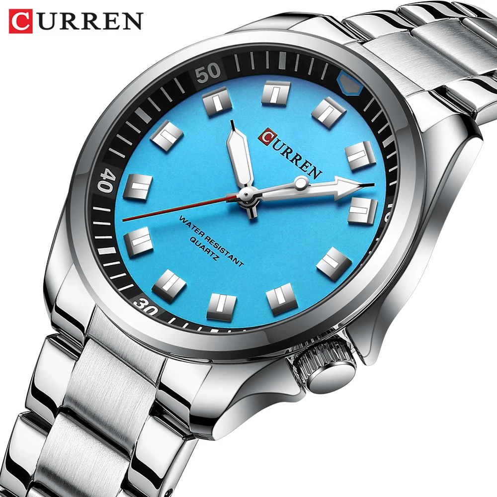 CURREN Fashion Sinmple Men's Watches Stainless Steel Bracelet Minimal Stylish Dial 44mm Analog Quartz Wriswatch